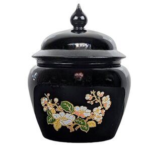 Avon Vintage Black Cherry Blossom Lidded Ginger Jar